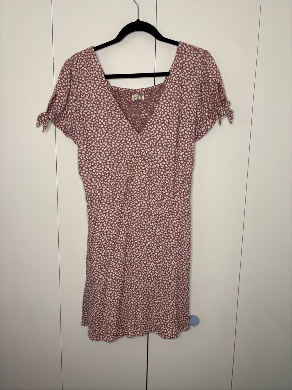 Abercrombie & Fitch Dress Mini Short Sleeve Pink White print Ruffle Women M